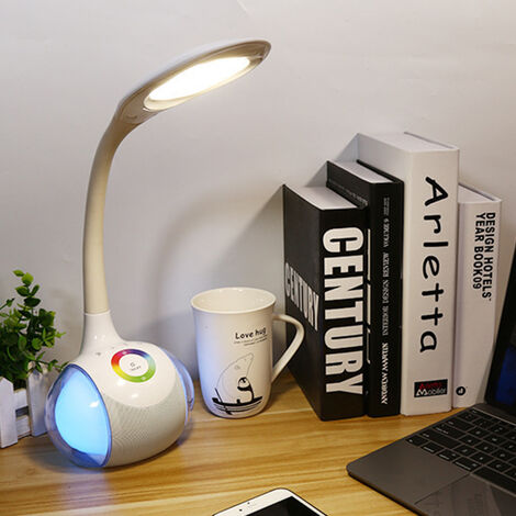 lampe de bureau enfants, lampe de chevet 34 LED tactile dimmable avec lumière colorée 256 RVB, lampe de table avec col de cygne, lecture, étude lampe de lecture de livre lampe de lecture