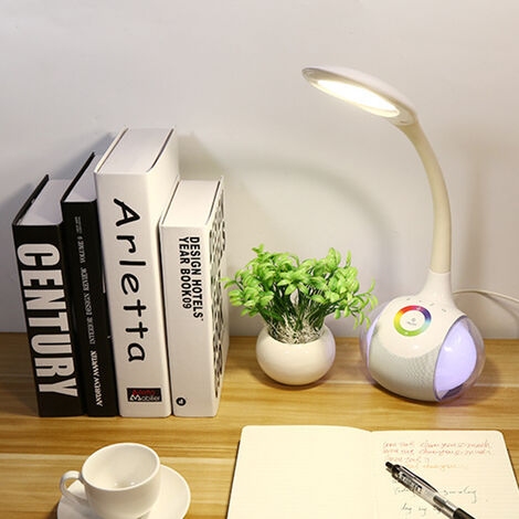 lampe de bureau enfants, lampe de chevet 34 LED tactile dimmable avec lumière colorée 256 RVB, lampe de table avec col de cygne, lecture, étude lampe de lecture de livre lampe de lecture