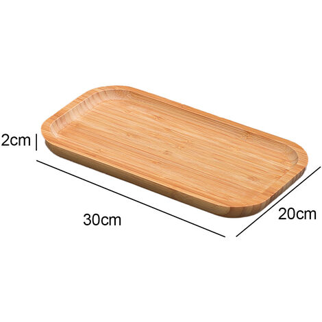 Plateau Bambou DAJAVE Avec Poignées - 41x30x5cm | Style Rustique Moderne | Pour Cuisine, Salon, Fêtes