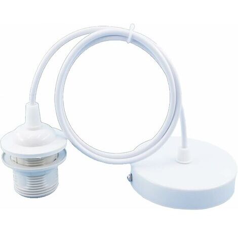 E27 Porte Lampe Suspension, E27 Pendentif Lampes Suspendues Accessoires, E27 Lampe Suspendue Accessoires Avec 1M Cable, Pour Bar, Café, Magasin De Vêtements, Maison, Htel (Blanc)