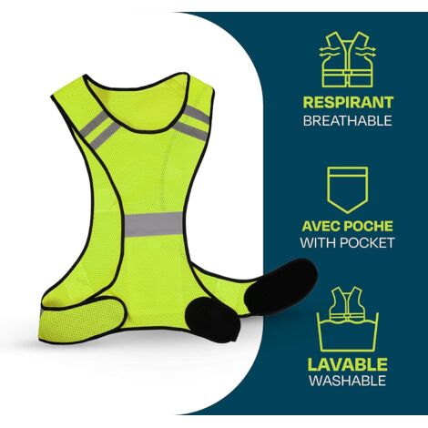 2 Gilets Réfléchissants Homme/Femme - Haute Visibilité, Léger, Respirant - Pour Running, Vélo, Sécurité Nocturne