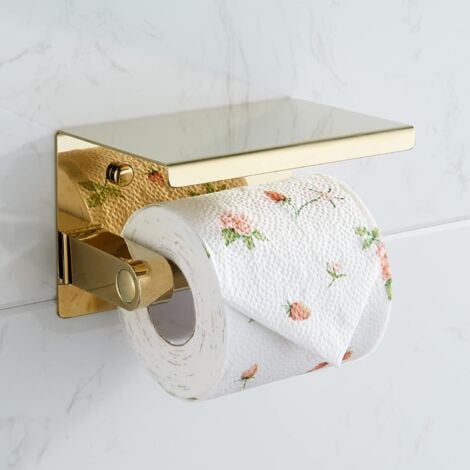 Porte-rouleau de papier toilette or 304 porte-rouleau de papier toilette avec étagère Porte-rouleau de papier toilette mural pour la salle de bain