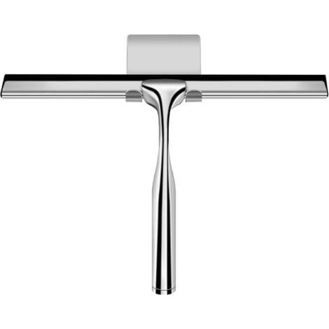 Raclette de douche, raclette de douche en acier inoxydable raclette de douche 12 pouces avec support mural sans perage pour portes de douche, salles de bains, cuisines, fenêtres et vitres de voiture