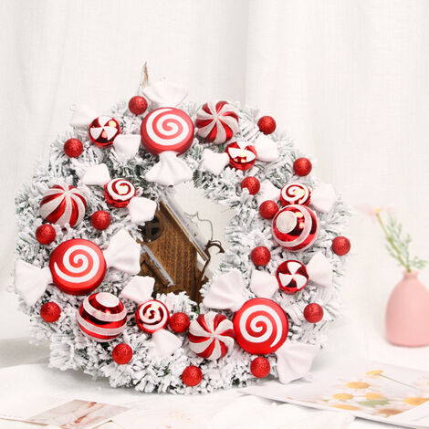 Couronne De Porte Gonflable Noël - Diamètre 42 Cm, Décorations Colorées, Ruban Rouge, PVC Réutilisable - 4
