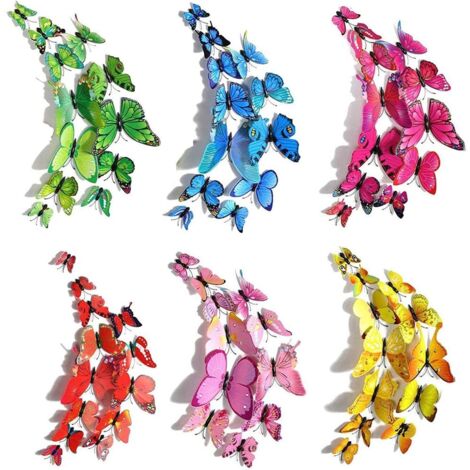 24 Autocollants Papillons 3D - Décoration Murale Chambre