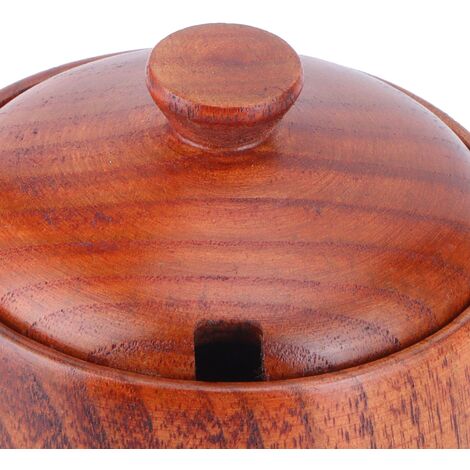 Boîte à Sel En Bois Vintage Avec Couvercle Et Cuillère - Récipient à Épices 150ml
