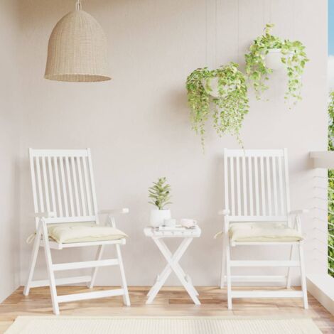 Galette de chaise à rabats et nouettes - Blanc - 40x40 cm - Polyester