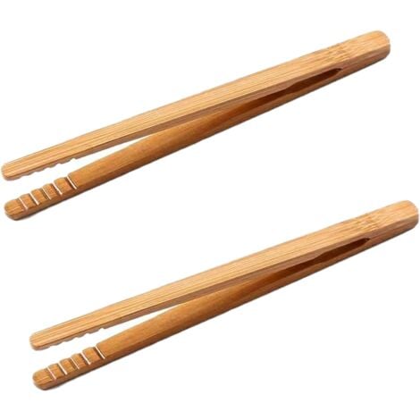 Pinces de cuisine en bambou naturel, 2 pièces, pour grille-pain en