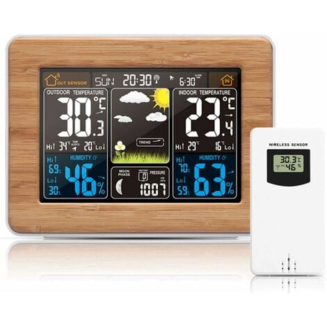 Horloge,Station météo numérique 3 capteurs pour intérieur extérieur sans  fil, thermomètre, hygromètre, baromètre, - Type Black
