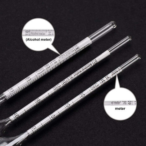 Kit Complet Alcoomètre 0-100% Vol Avec éprouvette Graduée En Verre + Brosse - 2 Pièces Notimin