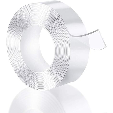Ruban Adhésif Double Face Extra Fort, 10M Nano Tape Ruban Adhésif Lavable Sans Trace, Rubans Adhésifs Réutilisables, Ruban Adhésif Transparent Imperméable Multifonctionnel Antidérapant