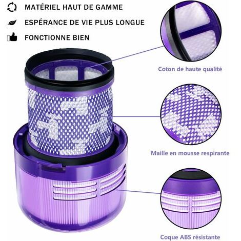 2 Pack Filtres pour Dyson V11 Absolute Extra Pro, V11 Torque Drive Animal, V15 Detect sans fil Aspirateur SV14 SV17 SV22 Hepa Filtre de Remplacement Lavable Remplace  DY-970013-02