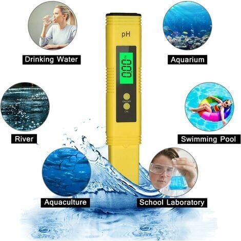 PH Testeur Electronique, Testeur de qualité de l'eau Digital LCD,Fonction  D'étalonnage Automatique et Portable PH Mètre Numérique