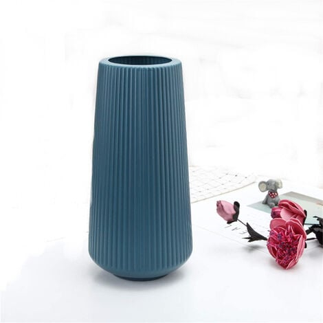 Grand vase décoration salon moderne pour herbe de pampa pour décoration de table décoration de maison verte blanche en plastique semblable à la céramique, pour décorer le salon, la chambre, le bureau,