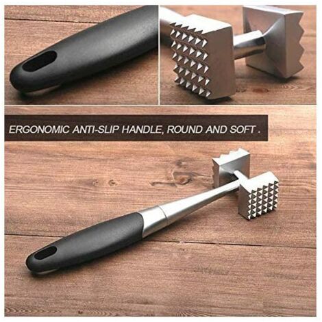 Pilon à Viande En Acier Inoxydable épaissi - Attendrisseur Multifonction - Pour Viandes Et Pâtes - Poignée Ergonomique