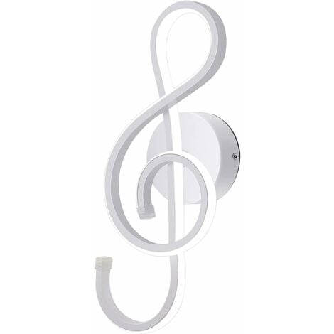 Créatif Moderne LED Applique Murale Intérieur Lampe Murale LED Lampe de Mur Aluminium Musique Symbole Art Décoration pour Chambre à Coucher Salon Escaliers Café Couloir, 6000K Blanc