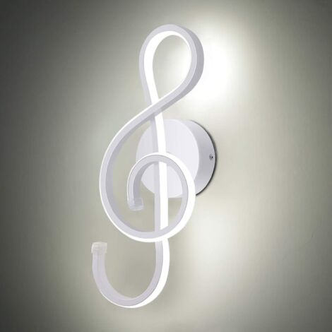 Créatif Moderne LED Applique Murale Intérieur Lampe Murale LED Lampe de Mur Aluminium Musique Symbole Art Décoration pour Chambre à Coucher Salon Escaliers Café Couloir, 6000K Blanc