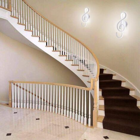 Créatif Moderne LED Applique Murale Intérieur Lampe Murale LED Lampe de Mur Aluminium Musique Symbole Art Décoration pour Chambre à Coucher Salon Escaliers Café Couloir, 6000K Blanc