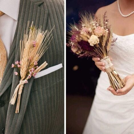 Fleurs Séchées,100 pcs Blé Séché Bouquets , 40 cm Naturel Fleur Bouquet de Fleurs Sechees pour Vases,  Decoration Chambre Maison Salon, Mariage Photographier Table Décoration