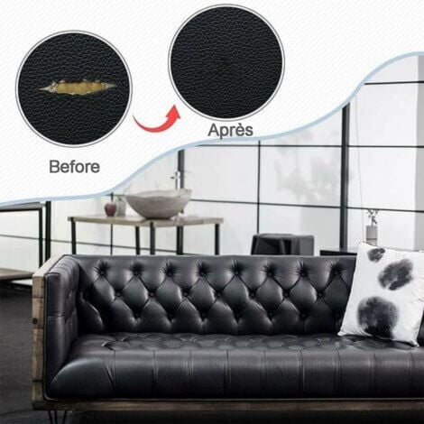 Patch En Cuir Réparation, Patch En Cuir, 1 pièces patch en cuir auto-adhésif, Cuir artificiel durable, résistant au frottement, autocollant, pour sièges dauto, canapés (35 x 137cm, noir)