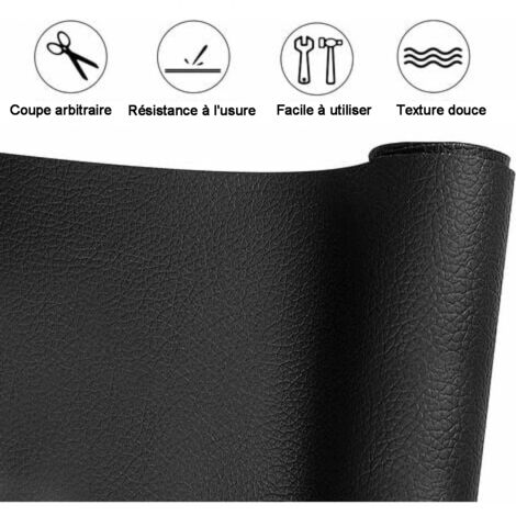 Patch En Cuir Réparation, Patch En Cuir, 1 pièces patch en cuir auto-adhésif, Cuir artificiel durable, résistant au frottement, autocollant, pour sièges dauto, canapés (35 x 137cm, noir)