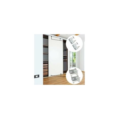 Roulette Porte Coulissante placard, Pièces de porte coulissantes pour porte de garde-robe,roues,rouleaux,armoire Runners Guides 2 pièces
