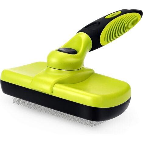 Pecute Brosse Chiens et Chats Autonettoyante Enlèvement Efficace jusqu'à 95% des Poils Morts et Sous-poils Conception Ergonomique Enlèvement des Poils en un Clic (Brosse Autonettoyante)