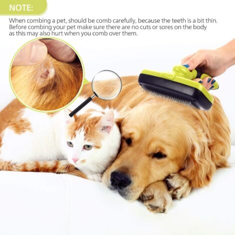 Pecute Brosse Chiens et Chats Autonettoyante Enlèvement Efficace jusqu'à 95% des Poils Morts et Sous-poils Conception Ergonomique Enlèvement des Poils en un Clic (Brosse Autonettoyante)