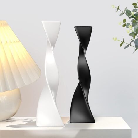 Grand Vase En Céramique Blanc 45cm - Vase De Sol Décoratif Pour Fleurs Séchées Ou Artificielles Style Moderne
