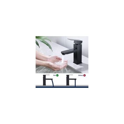 Robinet de lavabo en acier inoxydable, robinet de lavabo monotrou, noir mat