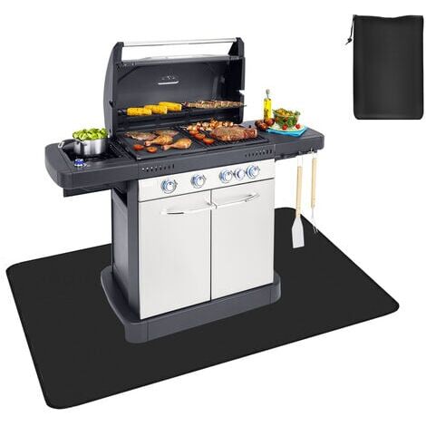 Tapis De Barbecue 75 X 120 Cm - Résistant à La Chaleur 1200°C, Imperméable, Pliable, Pour Protection Sol