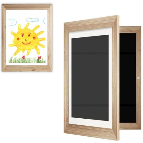 Cadre photo pour enfants – Cadre photo A4 pour enfants, 33 x 24 cm, cadre photo familial en bois pour mur, décoration de chambre à coucher, salon Couleur bois