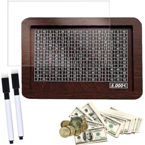 Tirelire En Bois Y.A.Lotus Avec Compteur - Boîte à économies Réutilisable Jusqu'à 3000€ Avec Tableau Effaçable