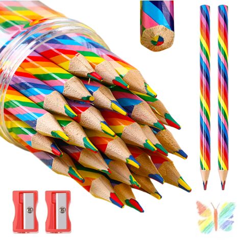 Porte-Crayons Arc-en-Ciel En Bois - Organisateur Bureau Enfant - 5 Compartiments - Rangement Fournitures