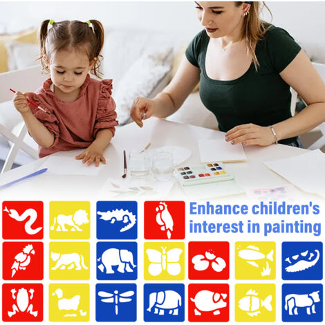 FINGERINSPIRE Safari Animaux Afrique Frontière Peinture Grand Pochoir 21x29.7cm Réutilisable Singe Aigle Kangourou Loup Ours Cerf Éléphant Lion Girafe