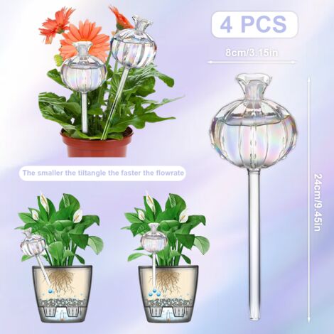 Relaxdays Globes D'arrosage Lot De 2, Distributeur Eau Plantes Et Fleurs, Outil De Bureau, 6 Cm, Verre, Rouge