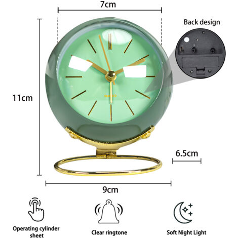 Réveil Fort Pour Adultes Dormeurs Lourds, Quartz Silencieux Sans Tic Tac De 4 Pouces Avec Retro Eclairage Cloche Double Bleu 79694745