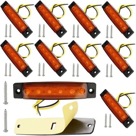 10Pcs Feux de Gabarit Latéraux LED,12V 24V Feux de Gabarit LED Arrière Avant Indicateur Feux de Gabarit Latéraux pour Remorque Camion Caravane Camping Car Van Tracteur Bus etc(Jaune)