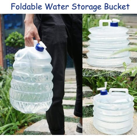 Bidon D'eau Pliable 8L Avec Robinet - Sans BPA, étanche - Portable Pour Camping, Randonnée, Urgences - Pliable à Plat