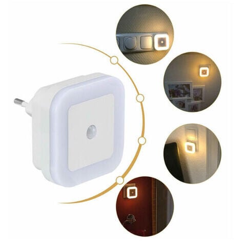 2 veilleuses LED avec détecteur de mouvement prise d'économie d'énergie lumière blanche chaude chambre d'enfants couloir escaliers -  LED Lampe Dimmable