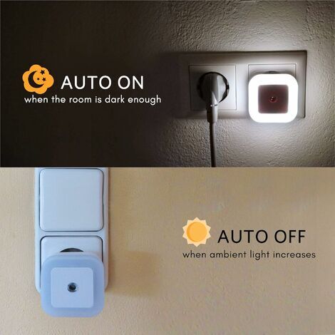 2 veilleuses LED avec détecteur de mouvement prise d'économie d'énergie lumière blanche chaude chambre d'enfants couloir escaliers -  LED Lampe Dimmable