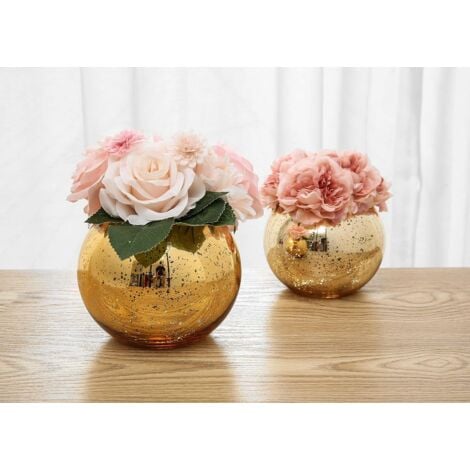 Ensemble de 3 Vase Bling Vase doré rond Vase en argent Vase en or rose Vase de table Vase de fête Vase de mariage Pièce matresse