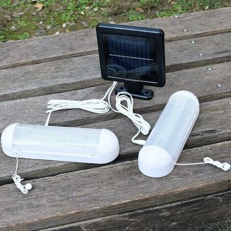 Lampe solaire pour abri de jardin, éclairage de garage solaire mural pour extérieur étanche IP55, éclairage de secours mural à double lampe à LED pour jardin, extérieur, intérieur, serre de s