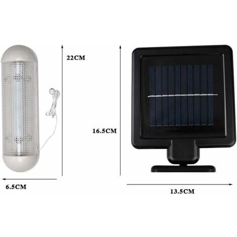 Lampe solaire pour abri de jardin, éclairage de garage solaire mural pour extérieur étanche IP55, éclairage de secours mural à double lampe à LED pour jardin, extérieur, intérieur, serre de s
