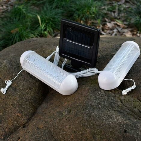 Lampe solaire pour abri de jardin, éclairage de garage solaire mural pour extérieur étanche IP55, éclairage de secours mural à double lampe à LED pour jardin, extérieur, intérieur, serre de s