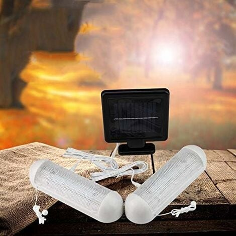 Lampe solaire pour abri de jardin, éclairage de garage solaire mural pour extérieur étanche IP55, éclairage de secours mural à double lampe à LED pour jardin, extérieur, intérieur, serre de s
