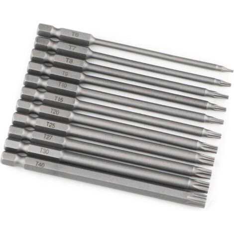 Lot De 8 Embouts Torx Longs 150 Mm – 1/4", Magnétiques, En Acier S2, Tailles T8 à T40, Funyord