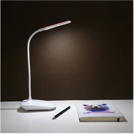 Lampe de bureau sans fil Gladle LED, lampes de table à piles, lampe de lecture rechargeable à intensité variable avec minuterie, lampe tactile à col de cygne réglable pour bureau, port de charge USB (