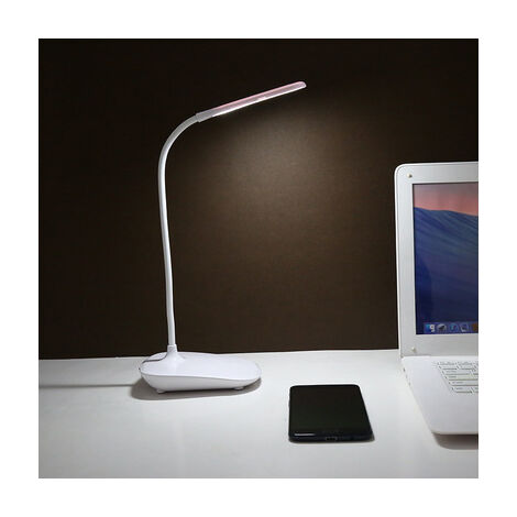 Lampe de bureau sans fil Gladle LED, lampes de table à piles, lampe de lecture rechargeable à intensité variable avec minuterie, lampe tactile à col de cygne réglable pour bureau, port de charge USB (