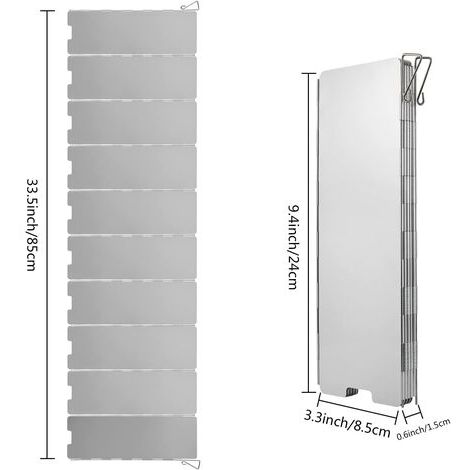 Pare-Vent Pliable Camping En Aluminium - 16 Plaques Pour Réchaud - Avec Soufflet De Poche Cadeau